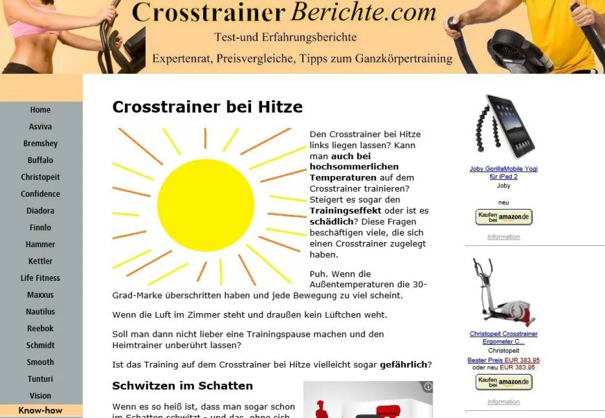 Mit dem Crosstrainer bei Sommerhitze trainieren: Tipps auf www.CrosstrainerBerichte.com.