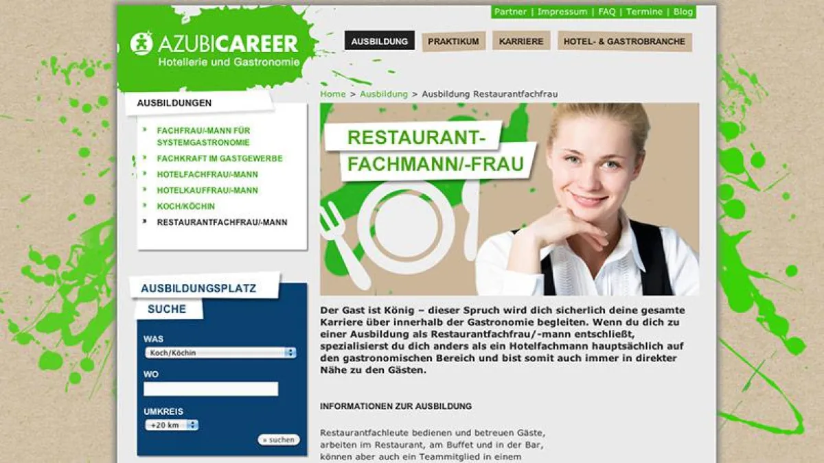 Das neue Info-Portal für junge Talente im Gastgewerbe: www.azubicareer.de
