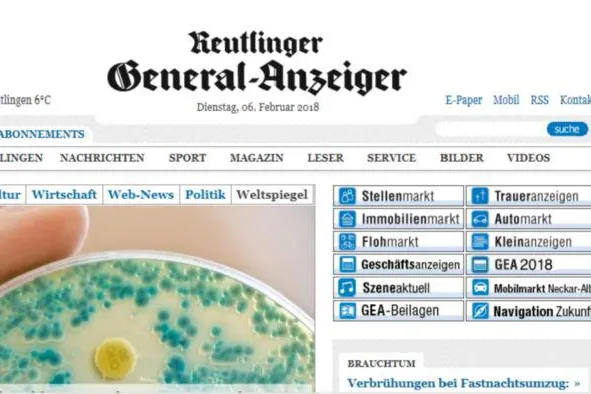 Bild: Barrierefreiheit bei Tageszeitungen–Ein Informatiker mit Handicap analysiert Tageszeitungen im Raum Reutlingen