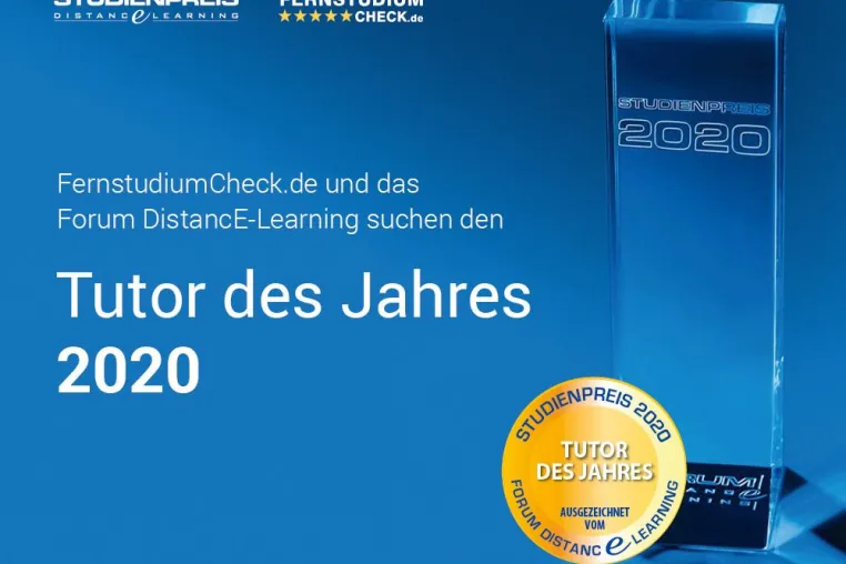 Tutor des Jahres 2020 - FernstudiumCheck und Forum DistancE-Learning küren den Gewinner Bild: Tutor des Jahres 2020 - FernstudiumCheck und Forum DistancE-Learning küren den Gewinner