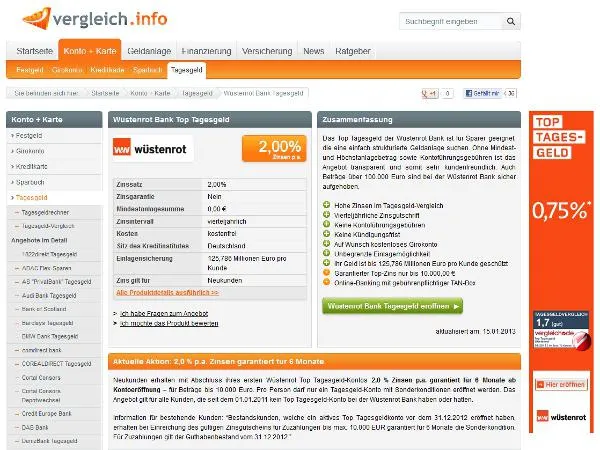 Wüstenrot Tagesgeld steigt auf 2,00 Prozent Zinsen Bild: Wüstenrot Tagesgeld steigt auf 2,00 Prozent Zinsen