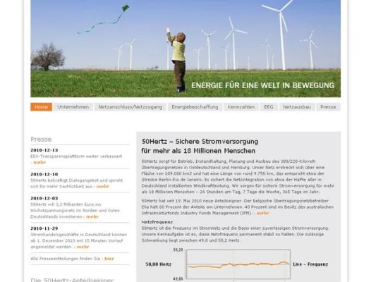 Bild: Mehr Leistung im Netz: 3pc optimiert Website von Übertragungsnetzbetreiber 50Hertz