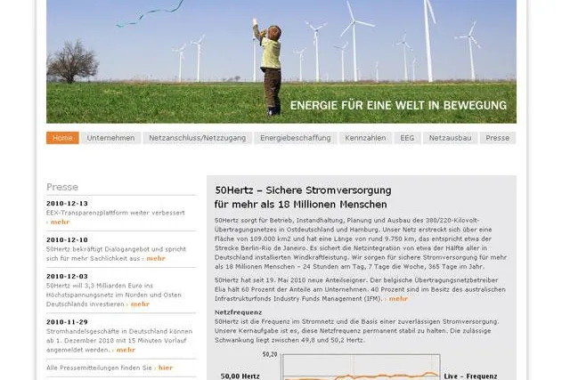Bild: Mehr Leistung im Netz: 3pc optimiert Website von Übertragungsnetzbetreiber 50Hertz