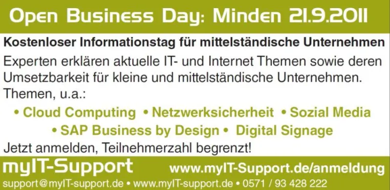 Bild: Open Business Day am 21.09.2011 in Minden / Aktuelle Themen der IT kompetent dargestellt und diskutiert