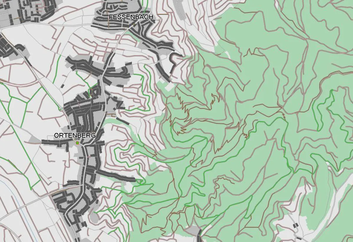 Detailliertes Wegenetz der neuen Navigationskarte