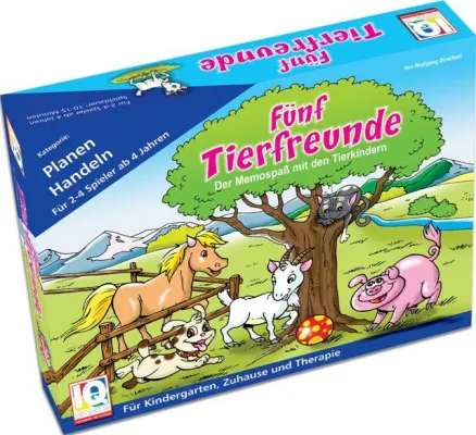 Bild: „Fünf Tierfreunde“ von IQ-Spiele ist ein Memo-Spiel, das die Lerninhalte neurologisch korrekt anbietet