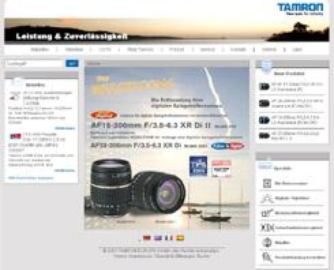 Tamron im neuen Screendesign
