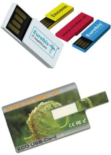 Bild: USB-Büroklammern und kompostierbare Medien bei MrDISC