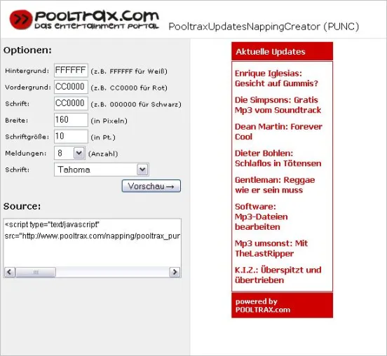 Bild: POOLTRAX.com veröffentlicht Widget für Content Napping