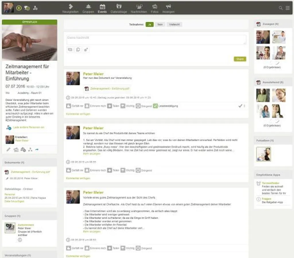 Screenshot aus der Applikation Intrexx Share, © United Planet GmbH, Abdruck honorarfrei