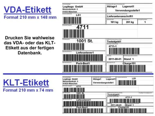 VDA- und KLT-Druckprogramm für Officedrucker von Logitogo Bild: VDA- und KLT-Druckprogramm für Officedrucker von Logitogo
