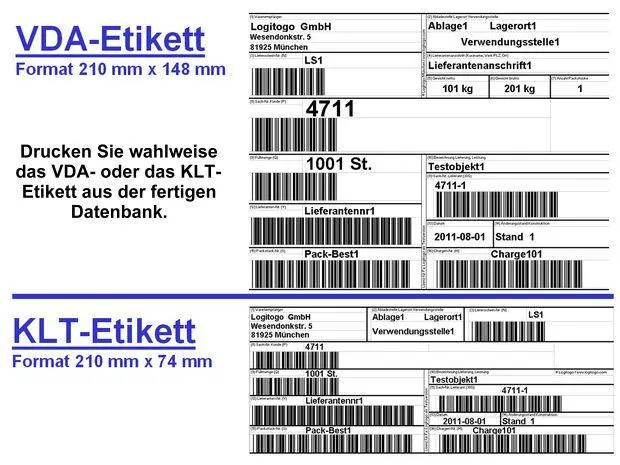 Bild: VDA- und KLT-Druckprogramm für Officedrucker von Logitogo