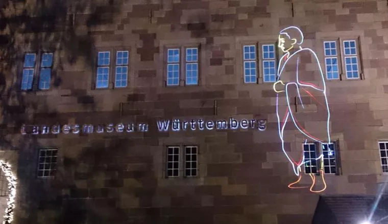 Bild: Laserinstallation in der Stuttgarter Innenstadt