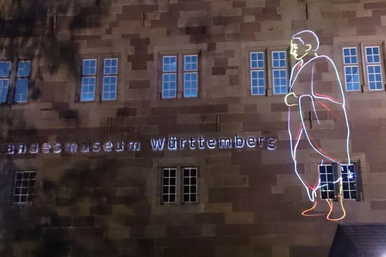 Bild: Laserinstallation in der Stuttgarter Innenstadt