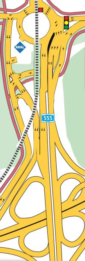 Ebenerdige Querung des Verteilerkreisels