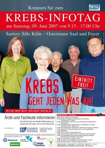 1. Krebs-Infotag in Köln - Samstag, 9.06.2007 - 9:15 bis 17:00 Uhr - Sartory-Säle Köln Bild: 1. Krebs-Infotag in Köln - Samstag, 9.06.2007 - 9:15 bis 17:00 Uhr - Sartory-Säle Köln