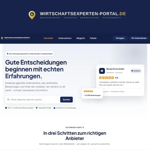 Bild: Wirtschaftsexperten-Portal: Verifizierte Bewertungen für mehr Sichtbarkeit im Netz