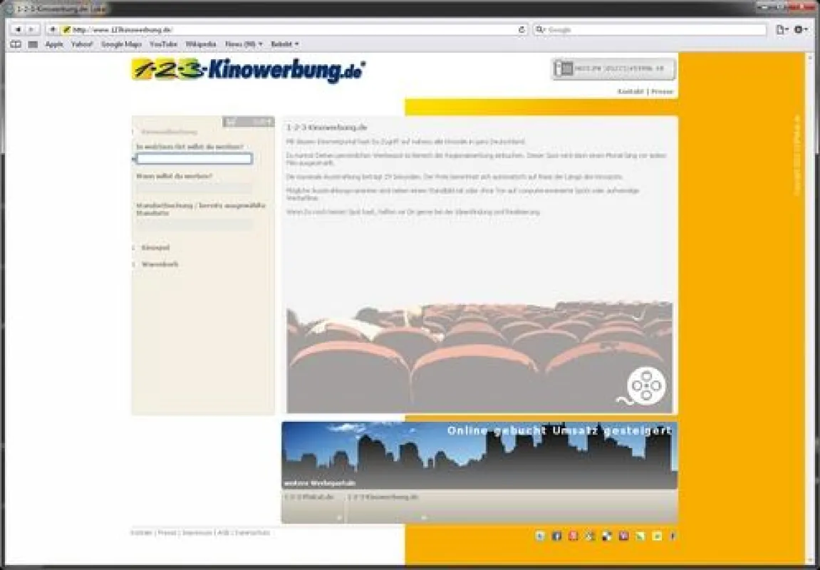 1-2-3-Kinowerbung.de: Mit wenigen Klicks zur Kinowerbung