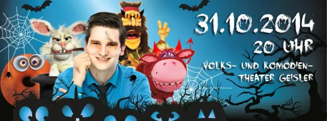 Bild: Bauchredner Tim Becker gastiert am 31. Oktober 2014 mit einer Halloween- Spezial-Show im Volkstheater Geisler