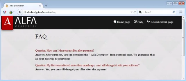 Bild: Alfa Virus als Cerber 2 Ransomware Nachfolger