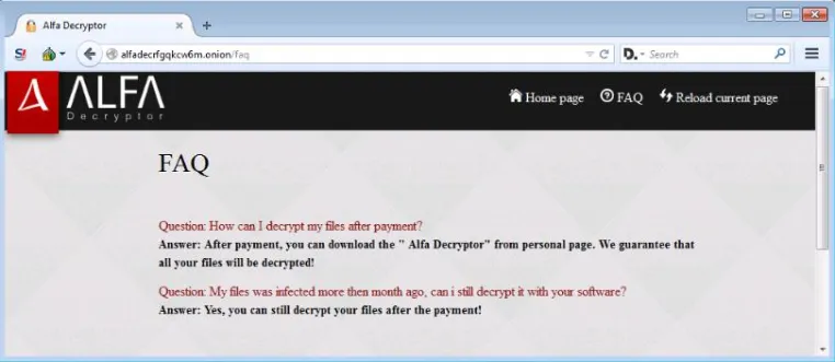 Alfa Virus als Cerber 2 Ransomware Nachfolger Bild: Alfa Virus als Cerber 2 Ransomware Nachfolger