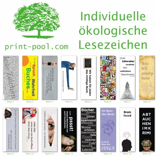 Einzigartige ökologische Lesezeichenkollektion bei print-pool.com – ökologisch produziert und individuell Bild: Einzigartige ökologische Lesezeichenkollektion bei print-pool.com – ökologisch produziert und individuell