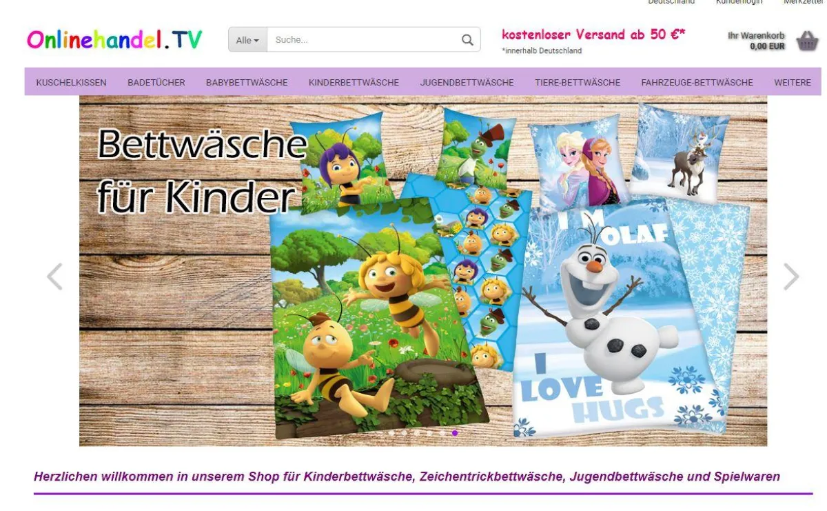 onlinehandel.tv Kinderbettwäsche Bettwäsche und Heitextilien für Kinder und Jugendliche