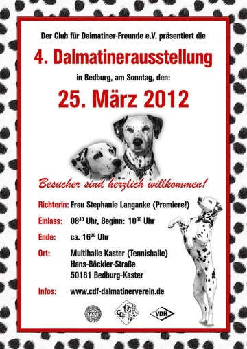 Dalmatiner-Ausstellung am 25. März 2012 in der Multihalle Bedburg-Kaster Bild: Dalmatiner-Ausstellung am 25. März 2012 in der Multihalle Bedburg-Kaster