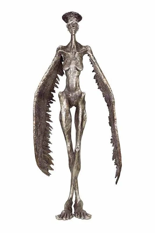 Tim David Trillsam, Vogelfrau, 2014 Neusilber, 99 x 45 x 28 cm
