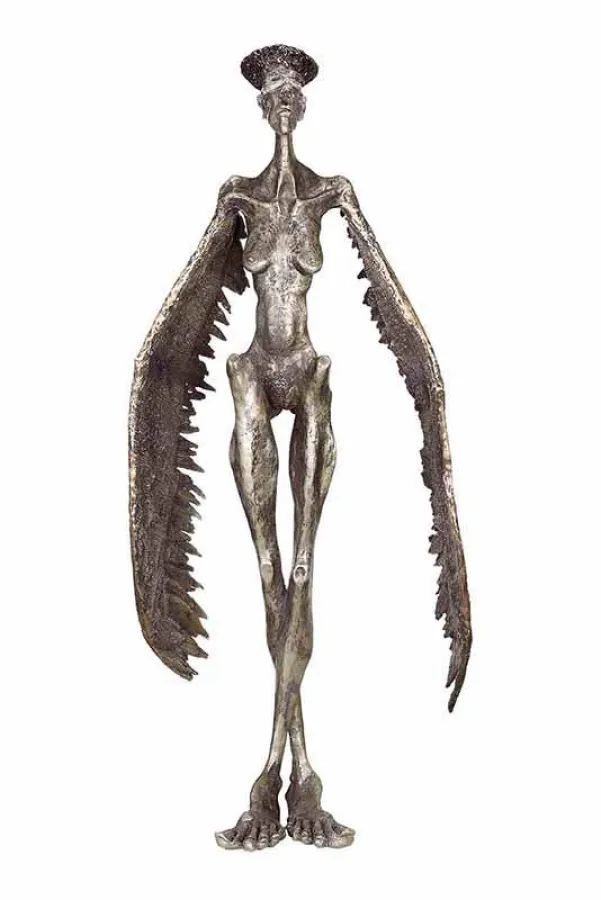 Tim David Trillsam, Vogelfrau, 2014 Neusilber, 99 x 45 x 28 cm