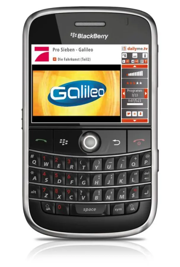 Auf dem BlackBerry Bold lässt sich es nun auch fernsehen - mit dailyme.tv (www.dailyme.tv)