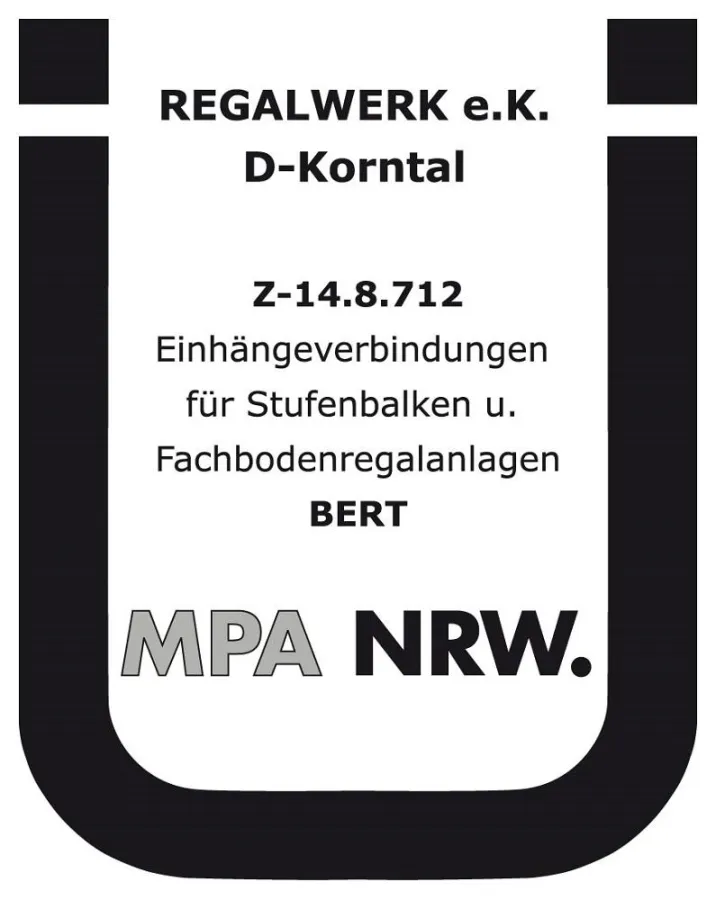 Übereinstimmungszeichen Regalwerk für Einhängeverbindungen für Stufenbalken und Fachbodenregalanlage