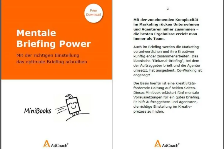 Neues eBook: Mentale Briefing Power – Mit der richtigen Einstellung das optimale Briefing schreiben Bild: Neues eBook: Mentale Briefing Power – Mit der richtigen Einstellung das optimale Briefing schreiben