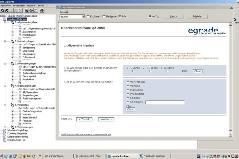 Bild: egrade 3.6: Die Software für Online-Umfragen