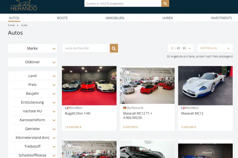 Bild: Herando Erfahrungen: Luxusautos kaufen und verkaufen