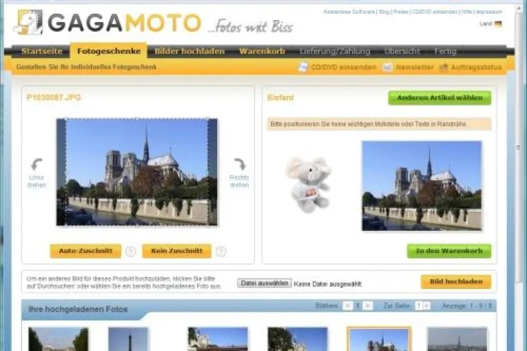 Bild: GAGAMOTO Fotoservice: Fotogeschenkartikel noch einfacher bestellen