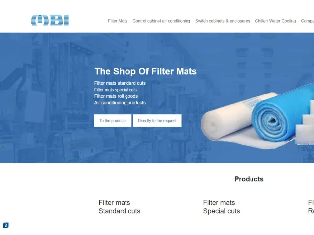 Filtermatten-Shop von MBI nun auch mehrsprachig! Bild: Filtermatten-Shop von MBI nun auch mehrsprachig!