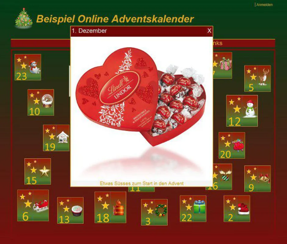 Beispiel Online Adventskalender