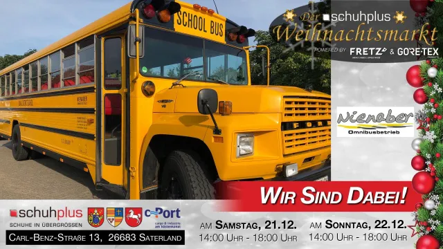 Bild: Omnibusbetrieb Nienaber fährt im American Style zum schuhplus - Weihnachtsmarkt in Sedelsberg