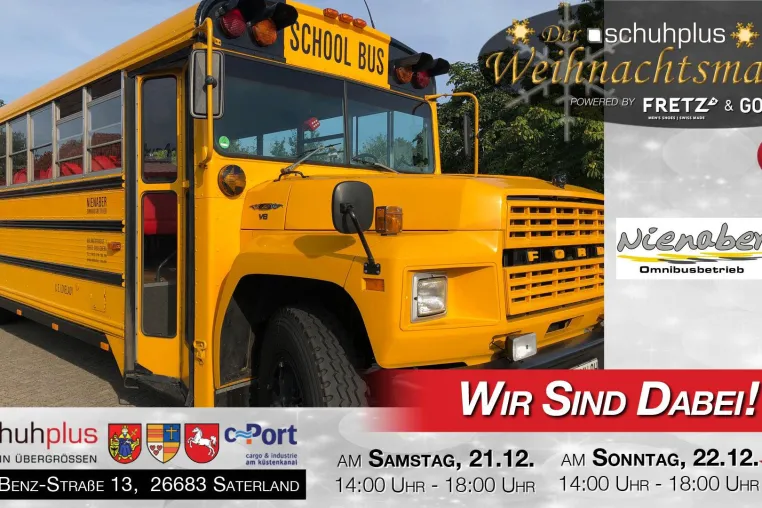 Bild: Omnibusbetrieb Nienaber fährt im American Style zum schuhplus - Weihnachtsmarkt in Sedelsberg