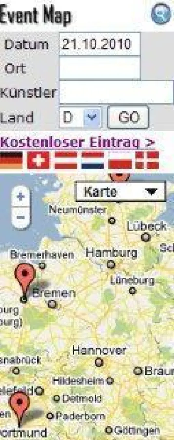 EVENT-MAP für Konzert-Suche