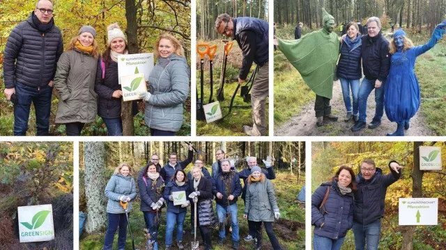 Bild: Ab in den Wald für den Klimaschutz: GreenSign Hoteliers und das Team von InfraCert pflanzen Laubbäume
