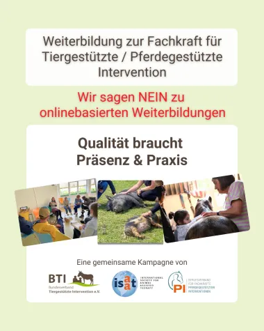 Bild: Gemeinsame Kampagne: BTI, ISAAT und Berufsverband PI positionieren sich gegen reine online-Weiterbildungen