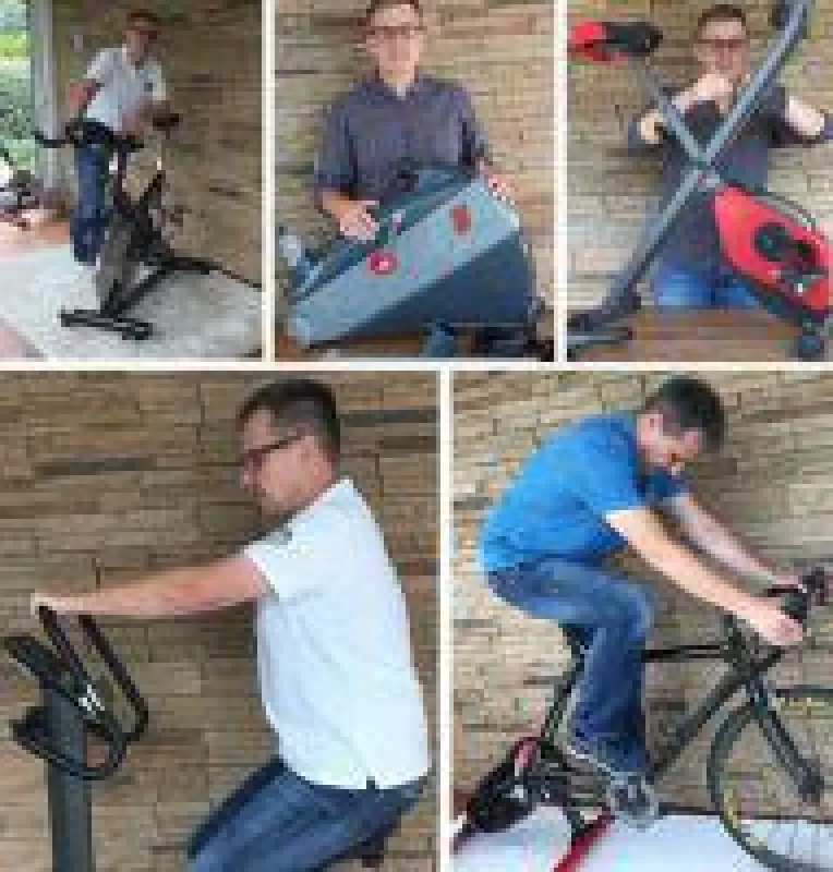 Armin Lenz beim Heimtrainer testen.