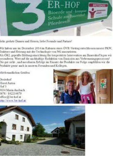 Bio Hof setzt auf umweltschonende NG Produkte Bild: Bio Hof setzt auf umweltschonende NG Produkte
