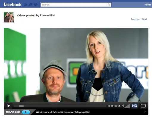 Bild: Facebook-Spot von klarmobil.de wird im TV ausgestrahlt