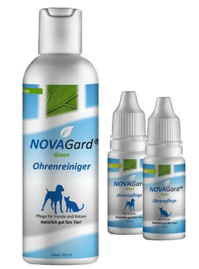 Die Ohrenpflege-Produktplatte von NOVAGard Green