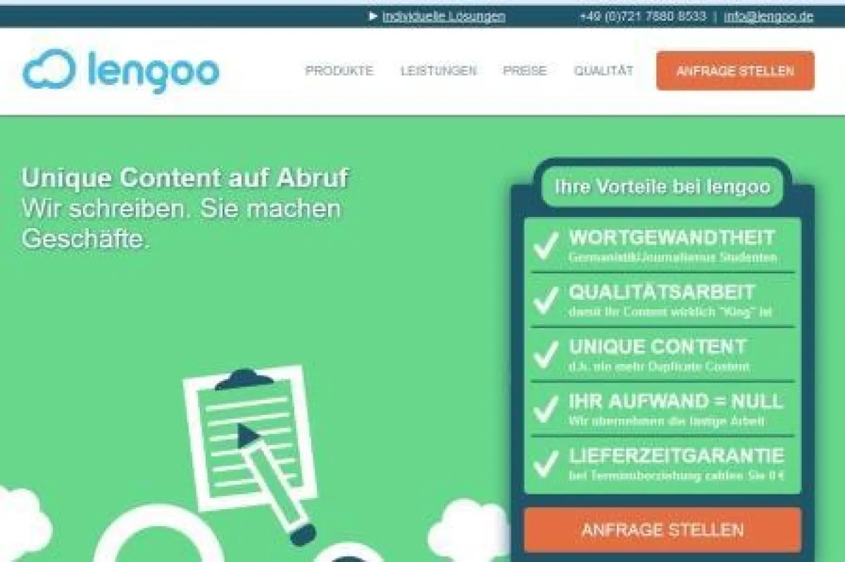 Content Homepage von lengoo