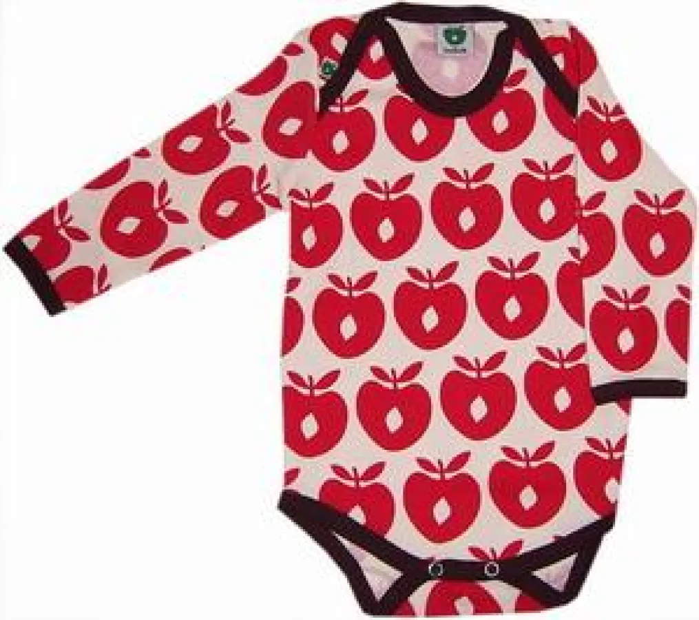 niedlicher Body mit Apfel-Print im Stil der 70er Jahre