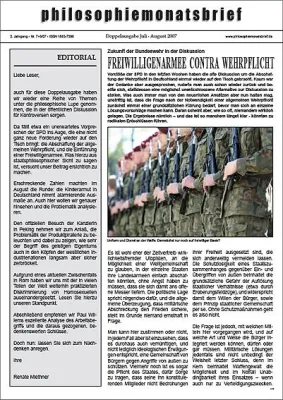 Bild: Philosophiemonatsbrief: Denken am Puls der Zeit - Aktuelle Doppelausgabe jetzt erhältlich